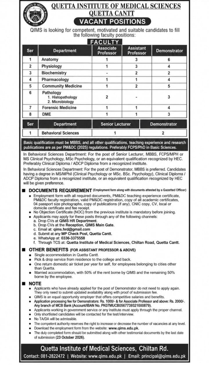 Jobs at qims college